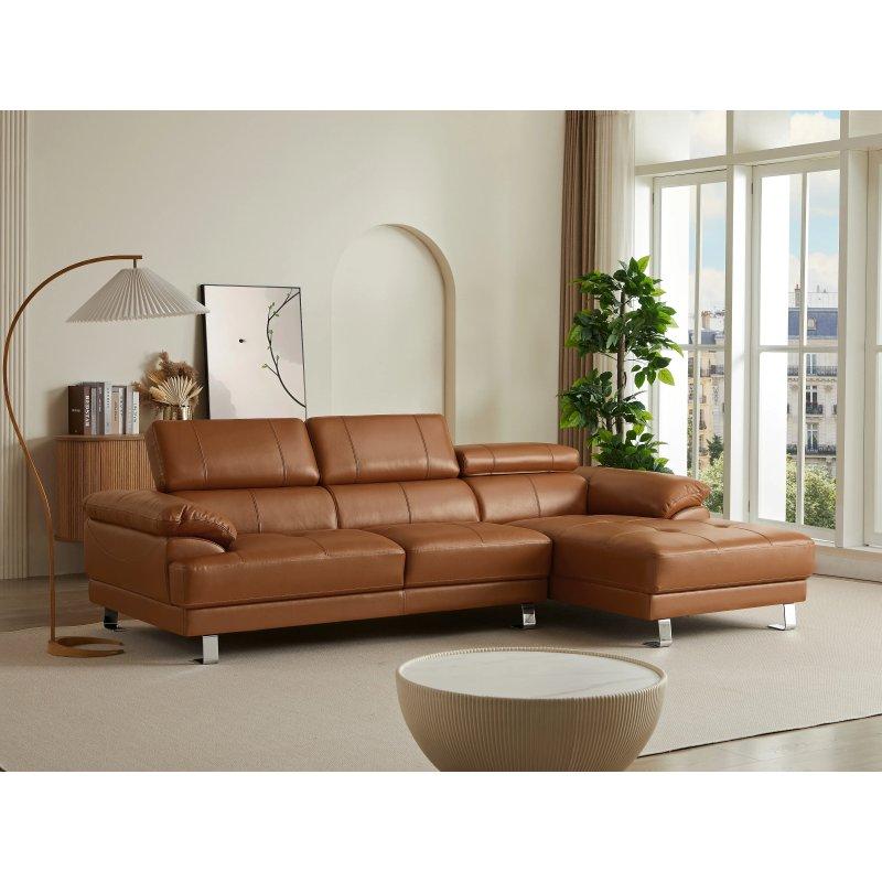 Camel Premium Deri Relax Başlıklı Sağ Köşe Koltuk - 265x165 cm - 155728