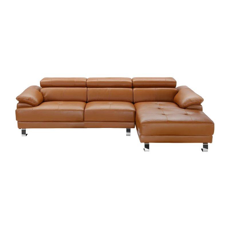 Camel Premium Deri Relax Başlıklı Sağ Köşe Koltuk - 265x165 cm - 155728