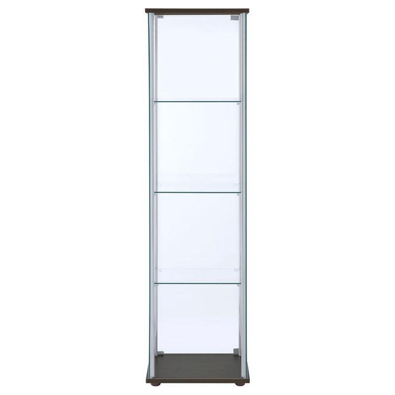 Cappuccino Metal Endüstriyel Ahşap Dikey Raflı Camlı Oyuncak Dolabı - 162x43x37 cm - 149841
