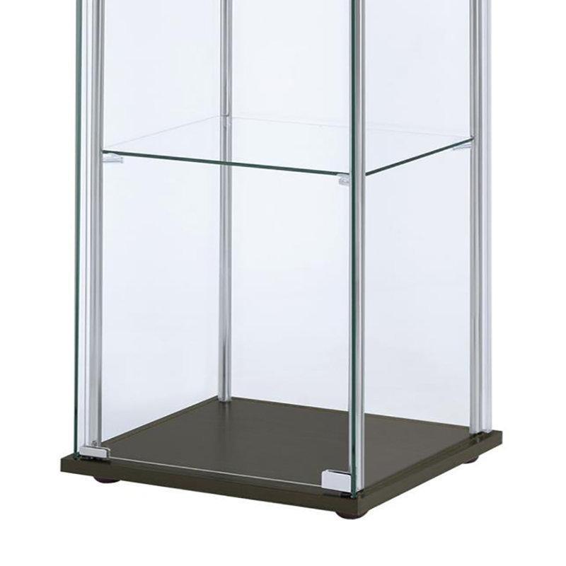 Cappuccino Metal Endüstriyel Ahşap Dikey Raflı Camlı Oyuncak Dolabı - 162x43x37 cm - 149841