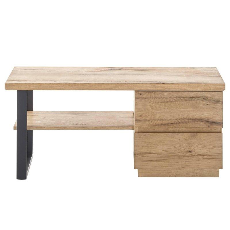 Çatlak Meşe ve Siyah Metal Aynalı Oturaklı 3 Parçalı Portmanto Vestiyer Seti - 108 cm - 158623
