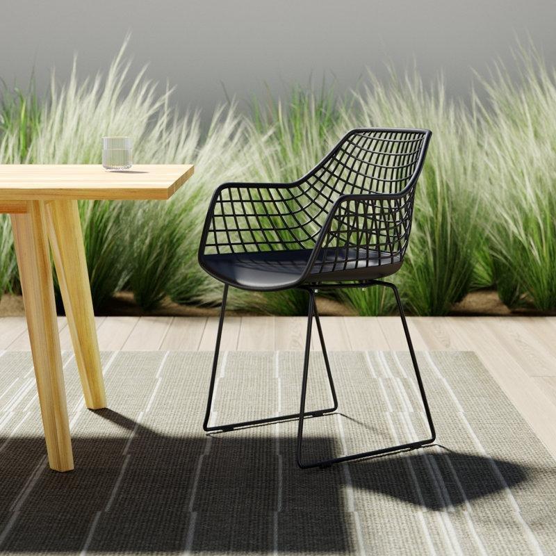 Çelik Ayaklı Delikli Plastik Ergonomik Kolçaklı Sandalye Seti (2 Adet) - 147096