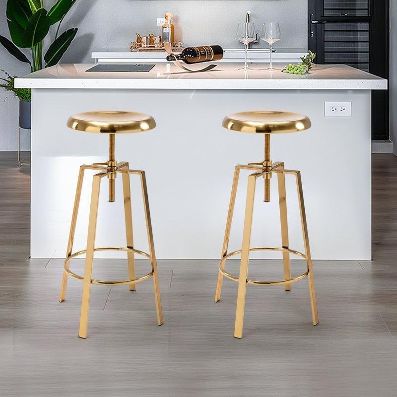 Çelik Ayarlanabilir Döner Sırtlıksız 2li Set Gold Bar Sandalyesi - 148092