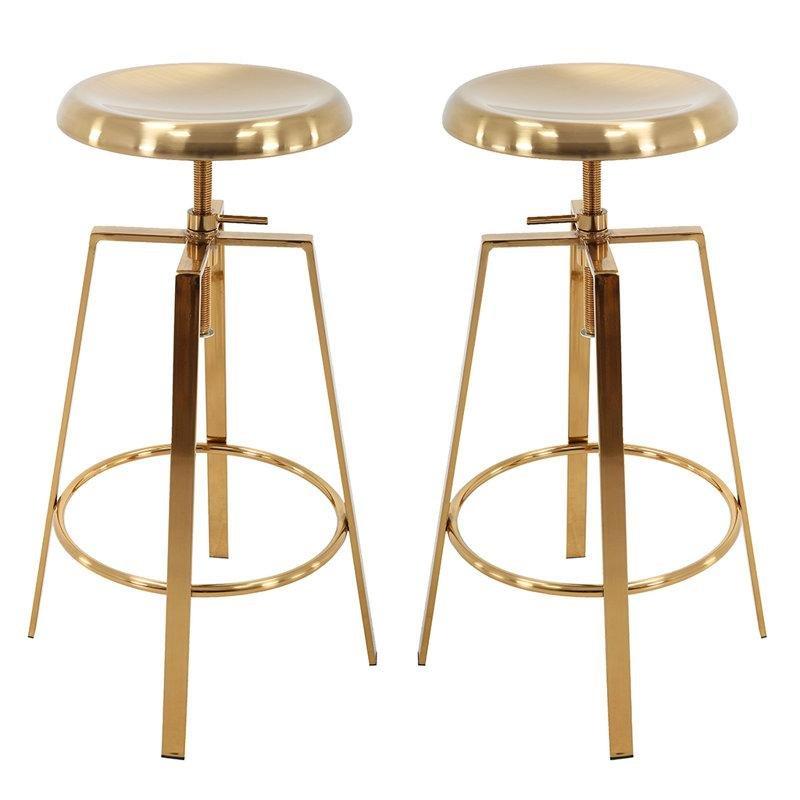 Çelik Ayarlanabilir Döner Sırtlıksız 2li Set Gold Bar Sandalyesi - 148092
