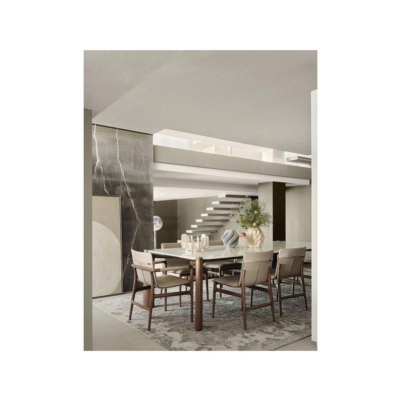 Ceviz Ahşap Kolçaklı Tasarım Sandalye - 60x56x85 cm - 147291