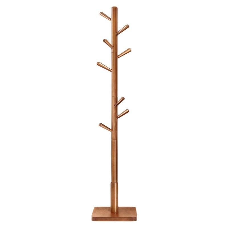 Ceviz Masif Ahşap 7 Kancalı 3 Yükseklik Ayarlı Ayaklı Portmanto - 176x39x39 cm - 161473
