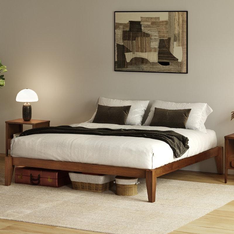 Ceviz Masif Ahşap Japon Geçme Tekniği Platform Karyola - 164x215 cm - 142582