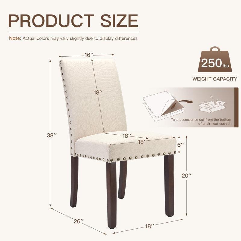 Ceviz Masif Ahşap Zımba Detaylı Keten Chester Sandalye 6lı Set - 145794