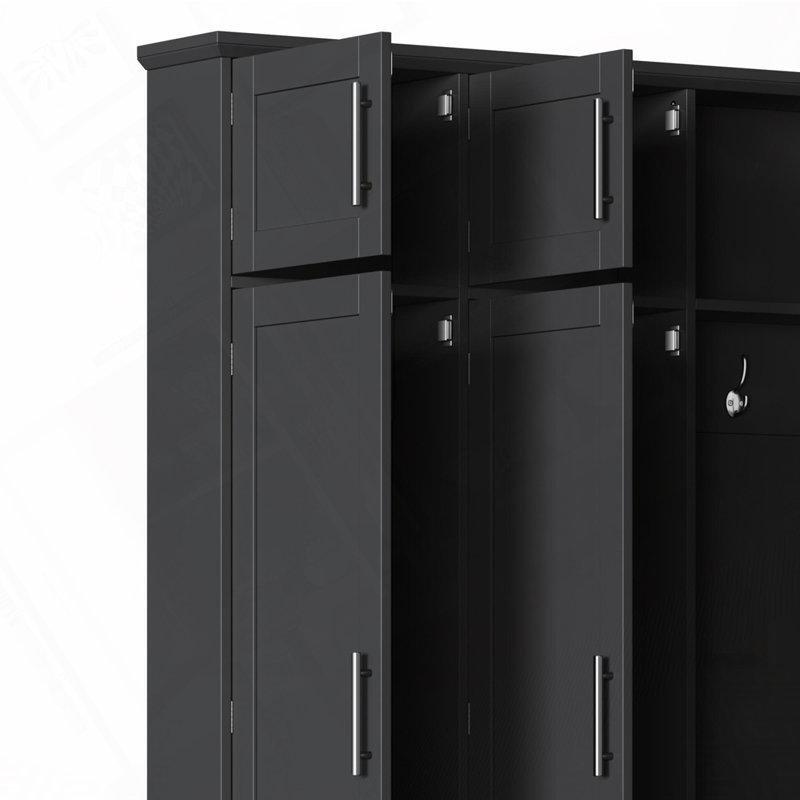 Ceviz MDF Oturaklı 8 Kapaklı 4 Askılı Portmanto Vestiyer - 150 cm - 159856