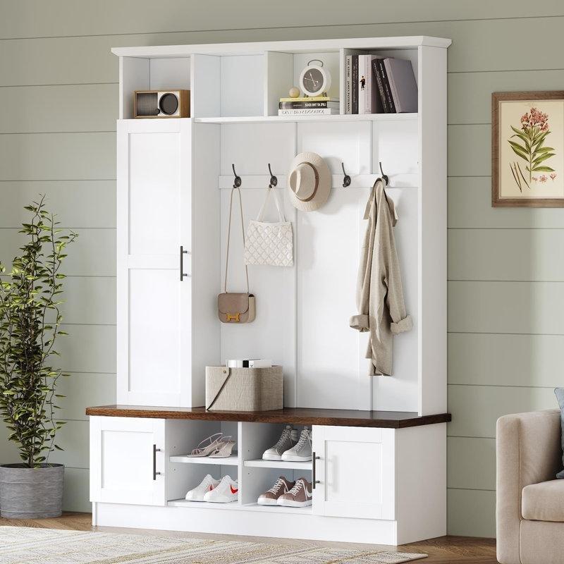 Ceviz Oturaklı ve 6 Askılı Suntalam Portmanto Vestiyer - 140 cm - 159754