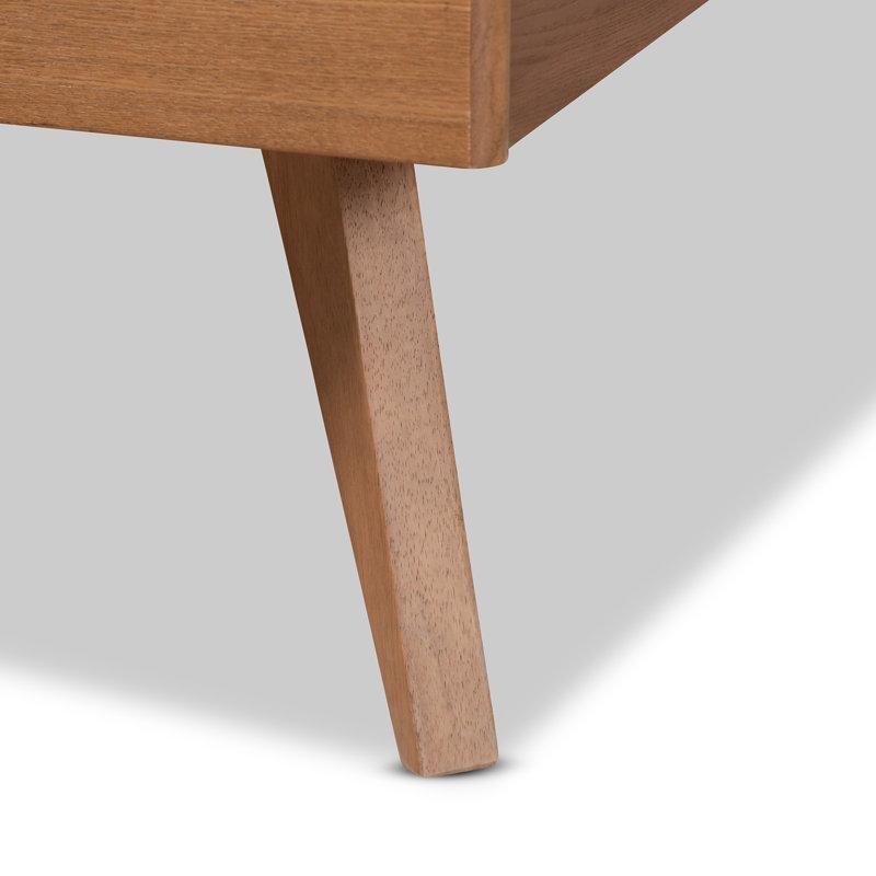 Ceviz Rattan Detaylı Ayarlanabilir Başlıklı Ahşap Platform Karyola - 145x196 cm - 143116