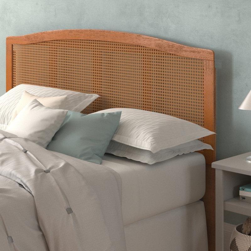 Ceviz Rattan ve Masif Ahşap Kemerli Yüksekliği Ayarlanabilir Yatak Başlığı - 156 cm - 144891