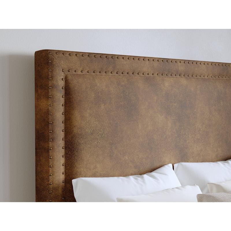 Çift Sıra Zımba Detaylı Polyester Kumaş Kaplı Masif Ahşap Yatak Başlığı - 204 cm - 144612