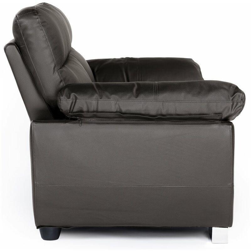 Çikolata Kahve Suni Deri ve PVC Başlıklı Krom Ayaklı İkili Koltuk - 169 cm - 153714