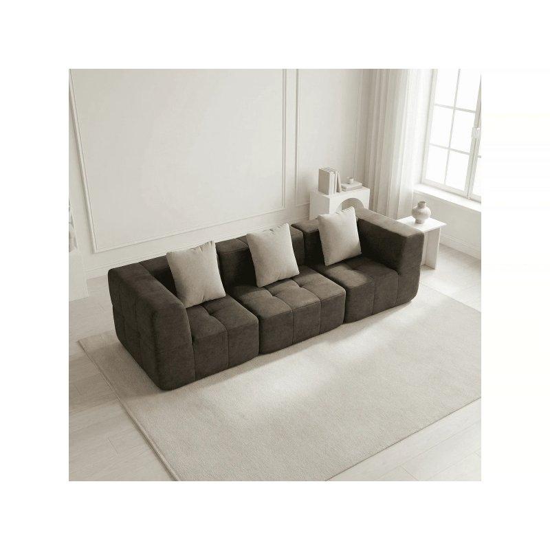 Çikolata ve Bej Flanel Kumaş Yuvarlak Hatlı Berjer Koltuk - 155305