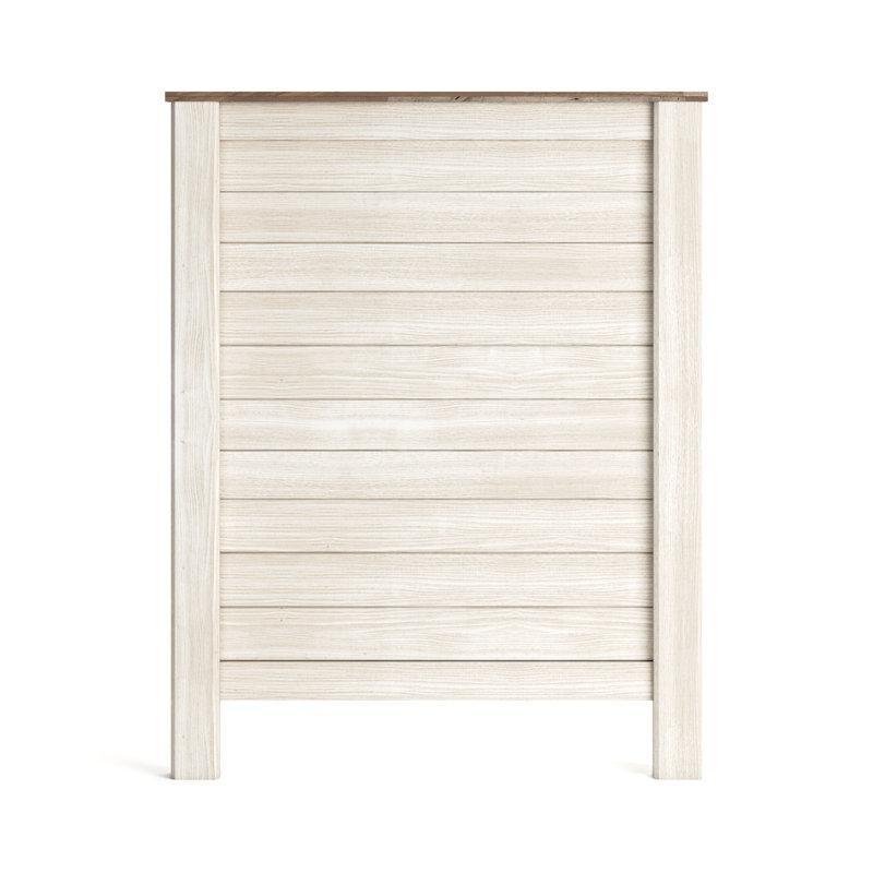 Çıtalı Tasarım Beyaz Eskitme Endüstriyel Ahşap Yatak Başlığı - 108 cm - 144555