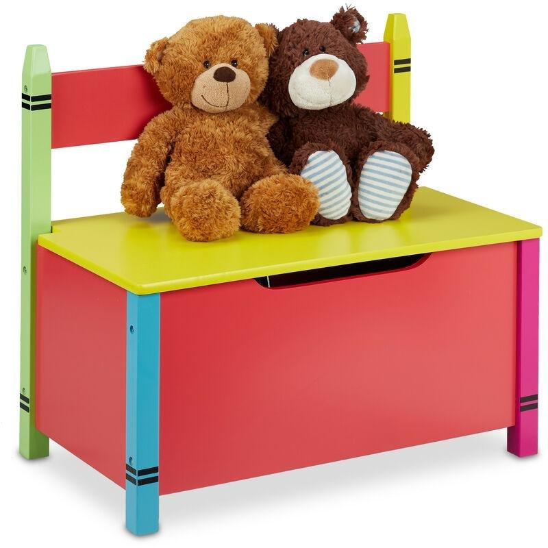 Çok Renkli MDF Oturaklı Oyuncak Dolabı - 60x35 cm - 150719