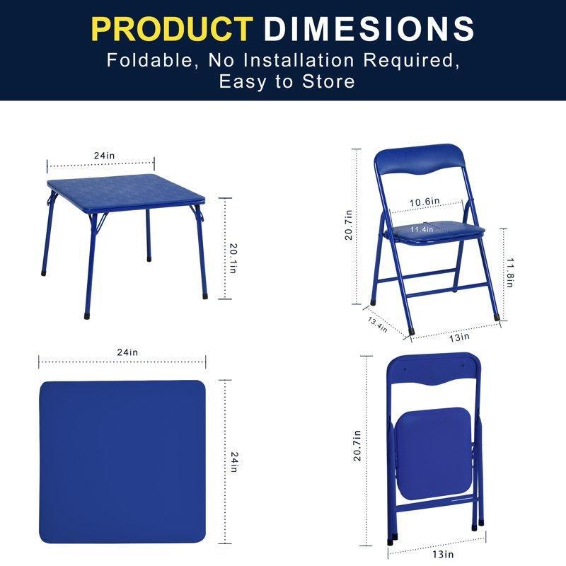 Çok Renkli Metal Plastik Katlanır 5 Parça Çocuk Masa Sandalye Seti - 146676