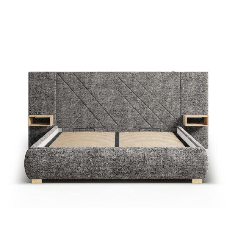 Dahili Komodinli ve LED Işıklı Kapitoneli Şönil Kumaş Baza - 144141