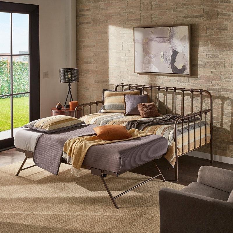 Demir İskeletli Yavru Yataklı Ve Kavisli Başlıklı Daybed Karyola - 106x198 cm - 142750