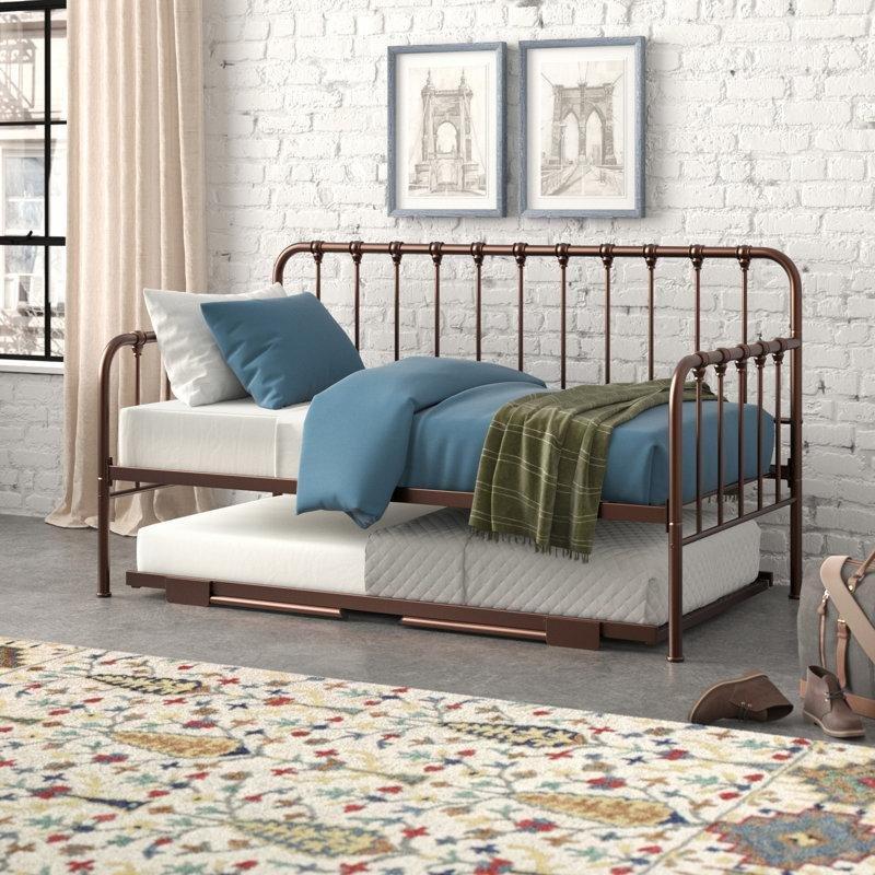 Demir İskeletli Yavru Yataklı Ve Kavisli Başlıklı Daybed Karyola - 106x198 cm - 142750