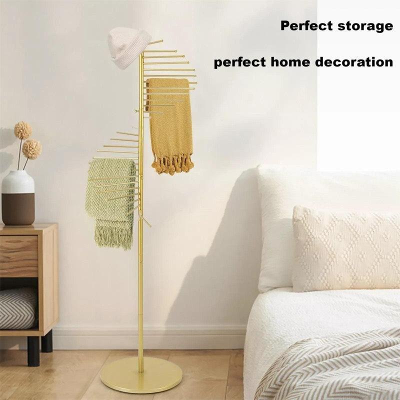 Demir Spiral Tasarımlı 30 Kancalı Ayaklı Askılık - 171x42 cm - 161350