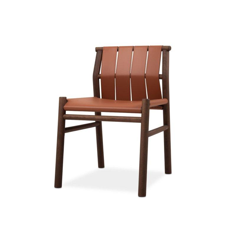 Dişbudak Ahşap ve Deri Kolçaksız Minimalist Sandalye - 147723