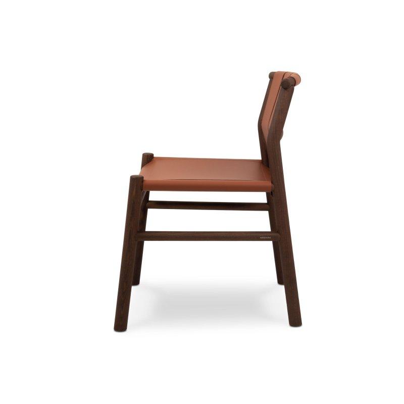 Dişbudak Ahşap ve Deri Kolçaksız Minimalist Sandalye - 147723