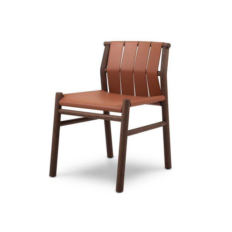 Dişbudak Ahşap ve Deri Kolçaksız Minimalist Sandalye - 147723