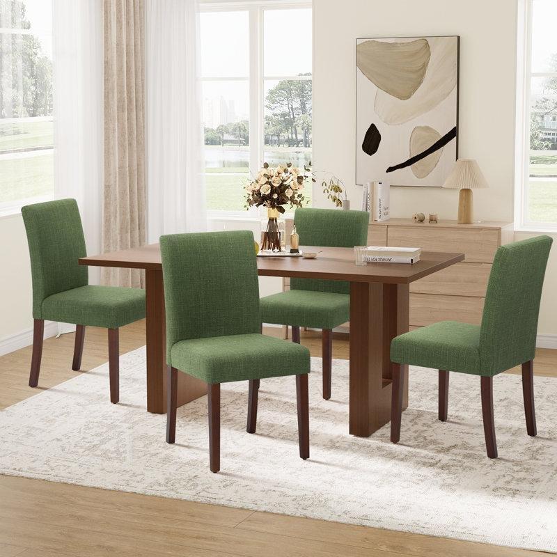 Doğal Ahşap Ayaklı Kumaş Döşemeli 4lü Set Parsons Sandalye - 146448