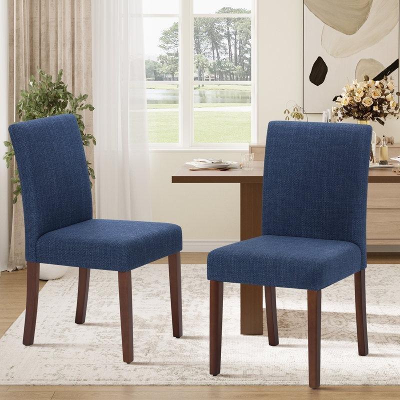 Doğal Ahşap Ayaklı Kumaş Döşemeli Yüksek Sırtlı Sandalye Seti 2li - 146460