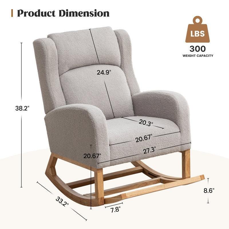 Doğal Ahşap Keten Kumaş Ayak Destekli ve Cepli Sallanan Sandalye - 146376