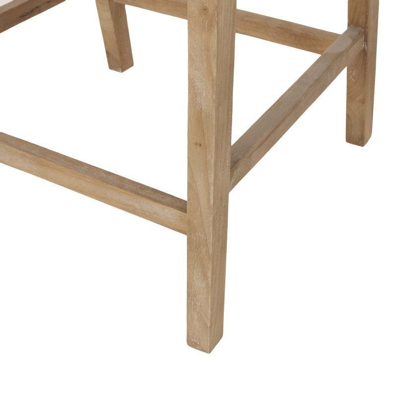 Doğal Ahşap Rattan Sırtlı Kolçaklı Kumaş Döşemeli Bar Sandalyesi, 2'li Set - 65 cm - 148845