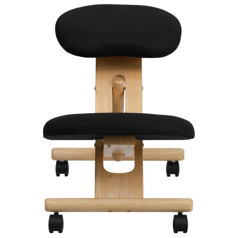 Doğal Ahşap Yüksekliği Ayarlanabilir Ergonomik Diz Destekli Tekerlekli Bar Sandalyesi - 148602