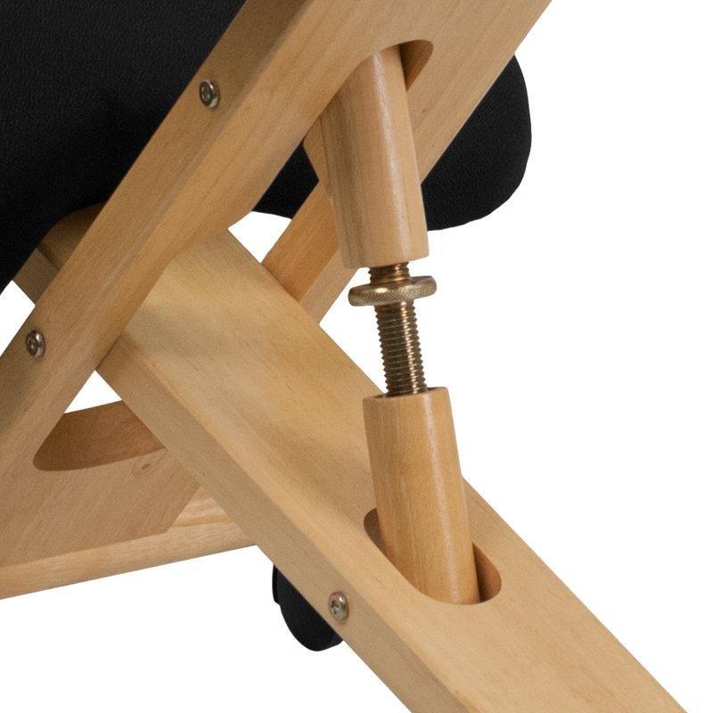 Doğal Ahşap Yüksekliği Ayarlanabilir Ergonomik Diz Destekli Tekerlekli Bar Sandalyesi - 148602
