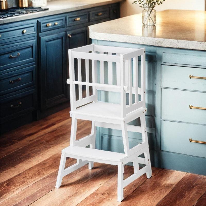 Doğal Bambu Kaymaz ve Düşme Önleyici Barlı Öğrenme Kulesi - 90 cm - 162916