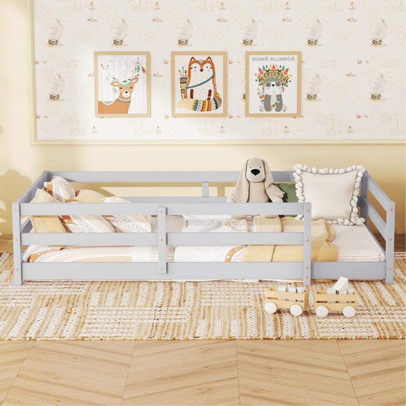 Doğal Çam Ağacı Dört Tarafı Korumalı Montessori Karyola - 109x196 cm - 142627