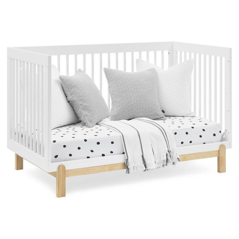 Doğal Masif Ahşap 4ü 1 Arada Dönüşebilen Yuvarlak Parmaklıklı Beşik - 138x79 cm - 162175