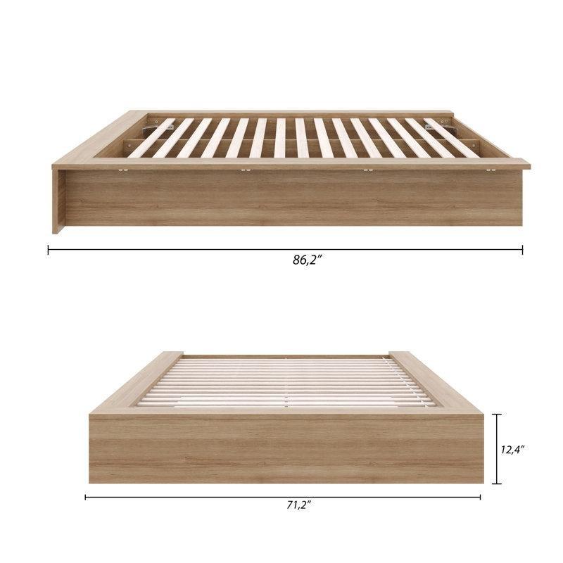 Doğal Meşe Endüstriyel Ahşap Geniş Çerçeveli Platform Karyola - 220x181 cm - 142561