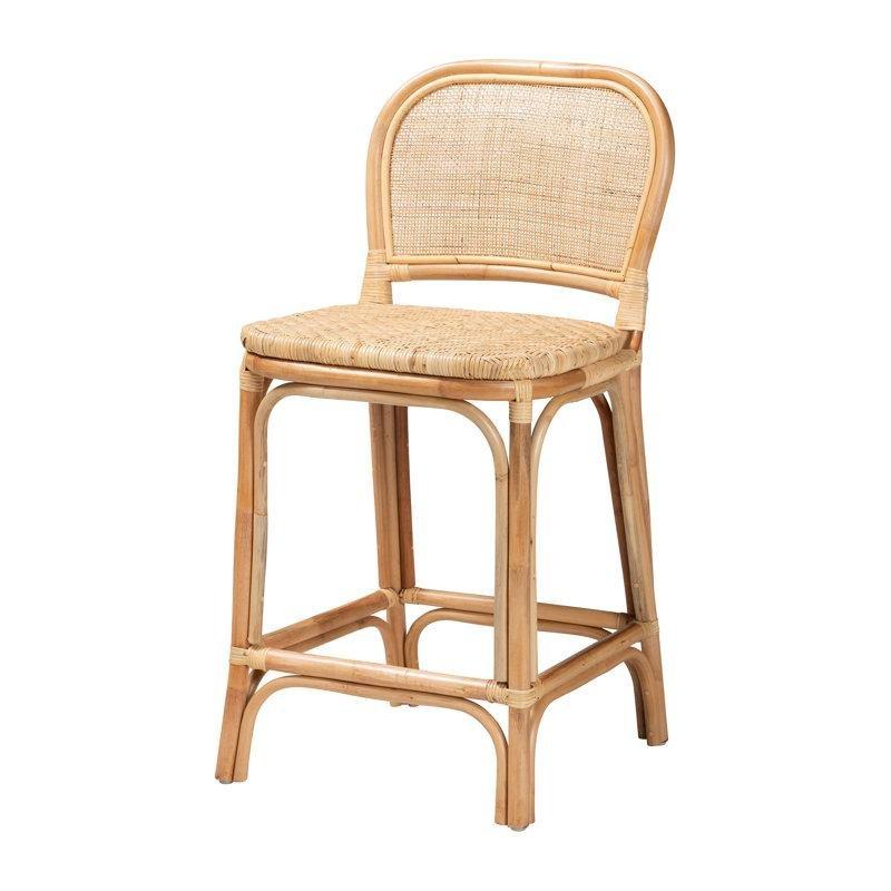 Doğal Rattan El Yapımı Alçak Sırtlı Hasır Bar Sandalyesi - 67 cm - 148188