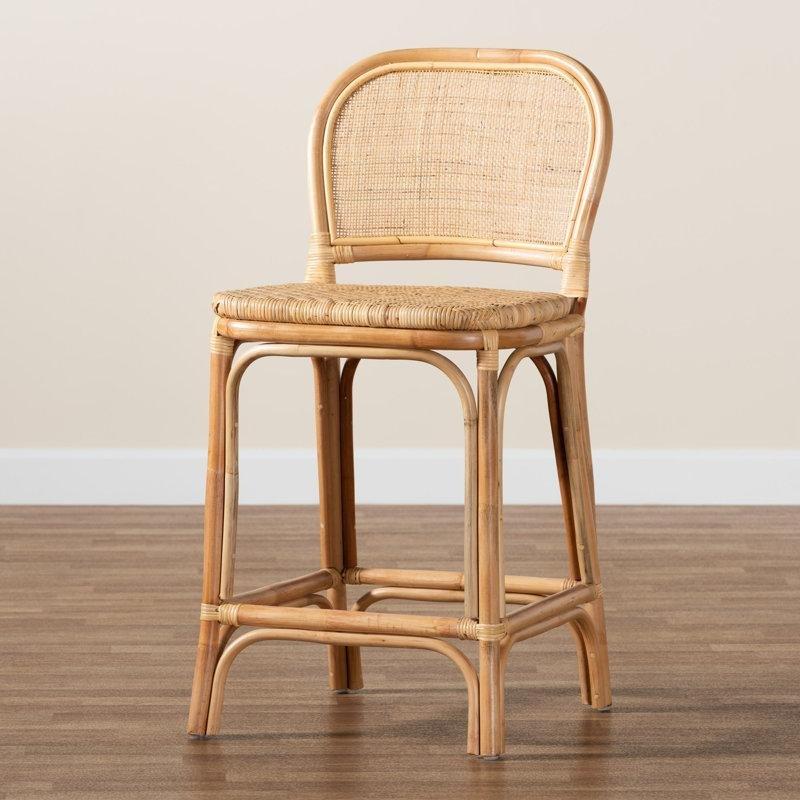 Doğal Rattan El Yapımı Alçak Sırtlı Hasır Bar Sandalyesi - 67 cm - 148188