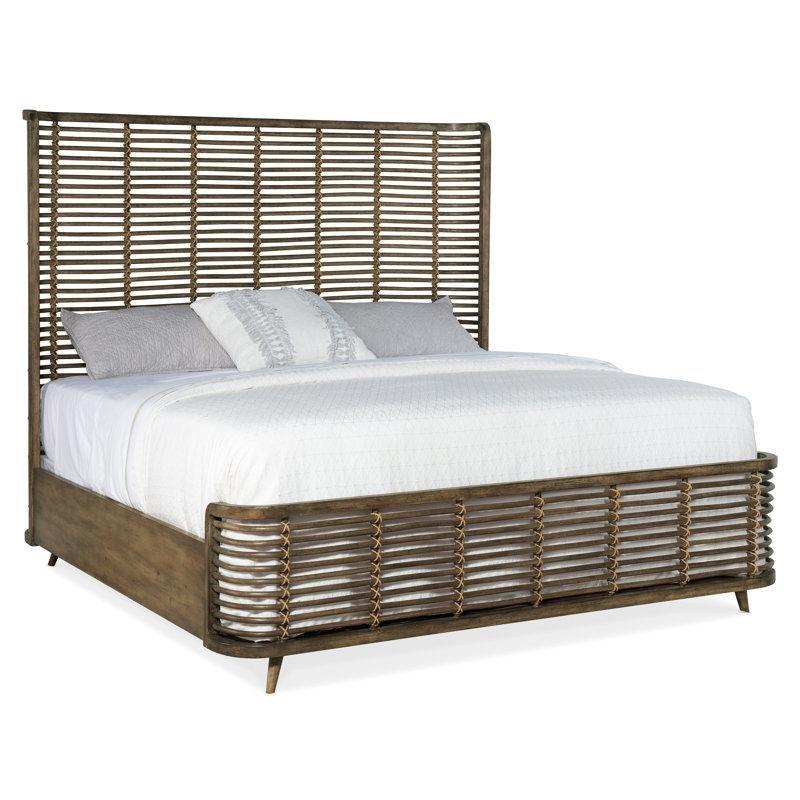 Doğal Rattan ve Jüt Halatlı Eskitme Ahşap Karyola - 143185