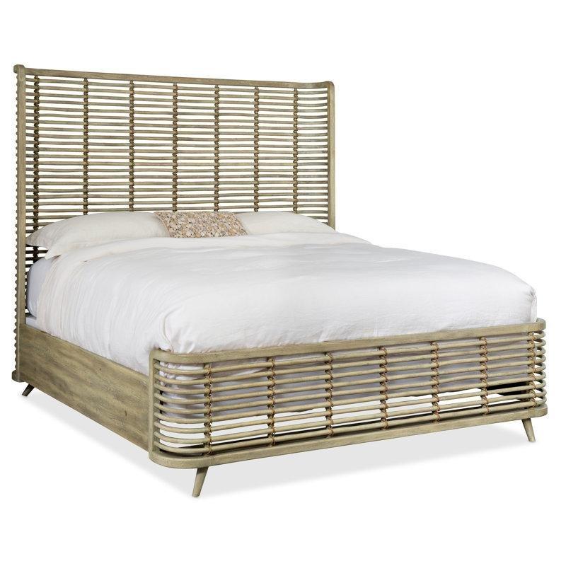 Doğal Rattan ve Jüt Halatlı Eskitme Ahşap Karyola - 143185