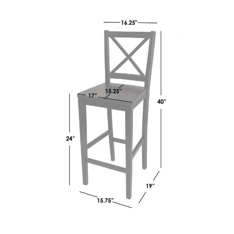 Doğal Renk Çapraz Sırtlı 2'li Set Ham Ahşap Bar Sandalyesi - 61 cm - 148812