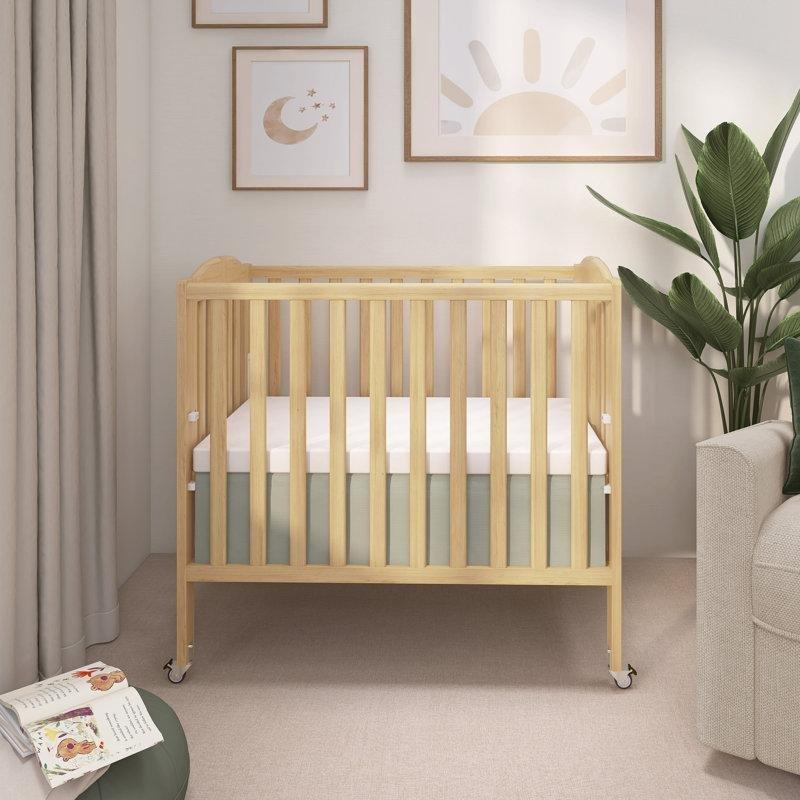 Doğal Renk Huş Ağacı 2si 1 Arada Katlanabilir Tekerlekli Portatif Mini Beşik - 105x67 cm - 161854