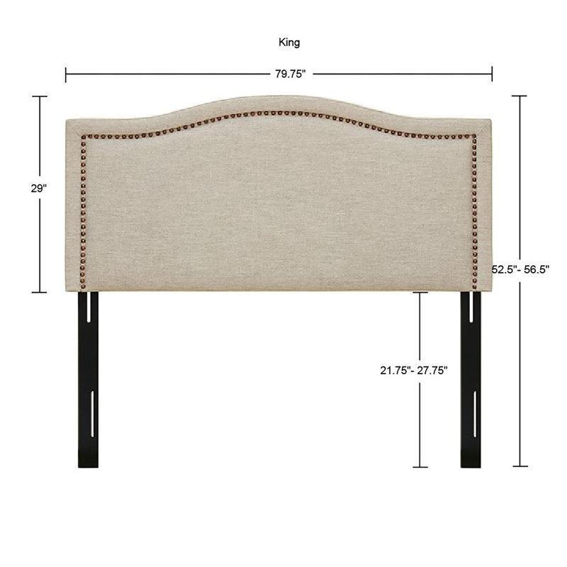 Doğal Renk Polyester Kumaş Zımba Detaylı Ayarlanabilir Kavisli Yatak Başlığı - 203 cm - 144639