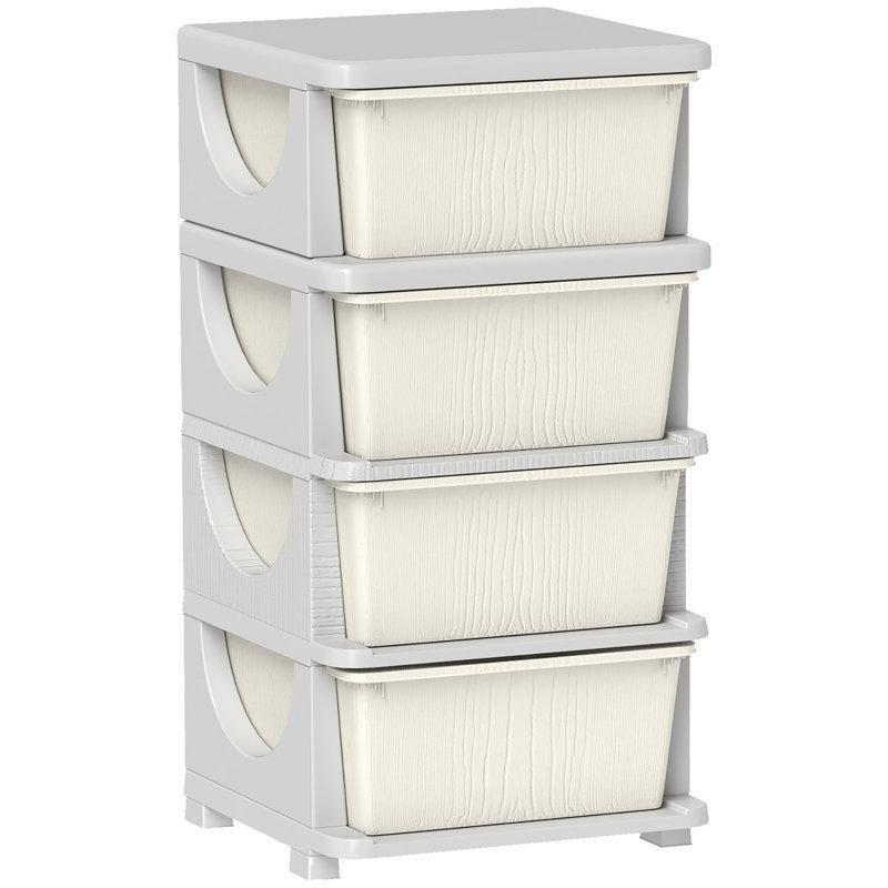 Dört Katlı 4 Çekmeceli Plastik Oyuncak Dolabı - 37x37x77 cm - 150144