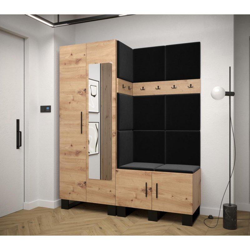 Döşemeli Panelli Lamine Ahşap Loft Tarzı Portmanto Vestiyer - 158 cm - 159280