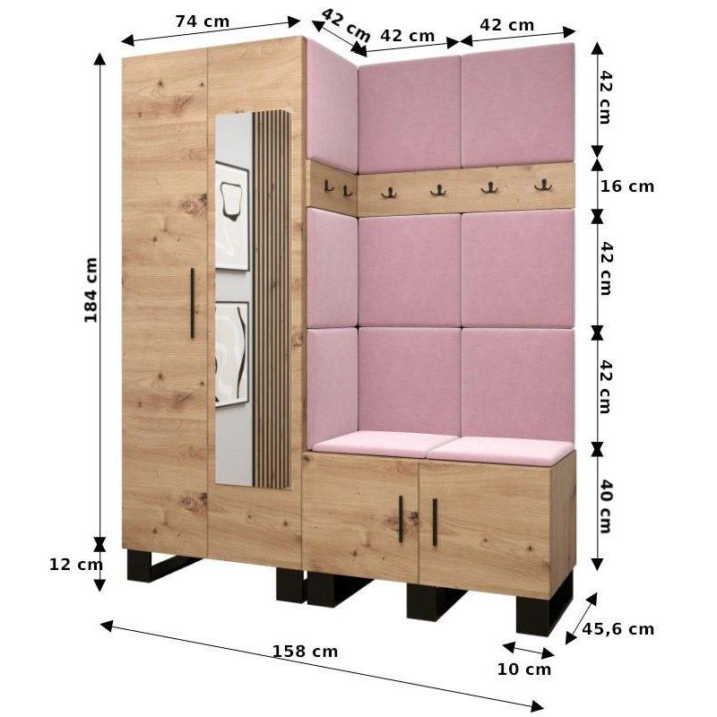 Döşemeli Panelli Lamine Ahşap Loft Tarzı Portmanto Vestiyer - 158 cm - 159280