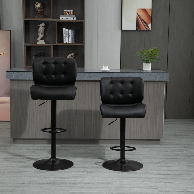 Döşemeli ve Ayak Destekli Ayarlanabilir Metal Bar Sandalyesi 2li Set - 148356